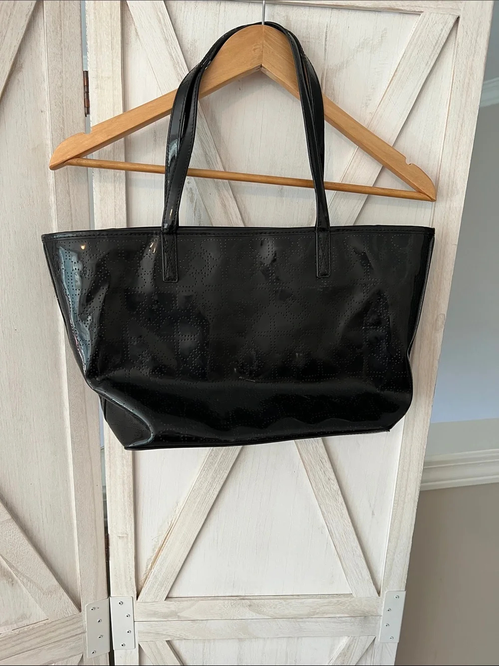 kate spade Black Patent Perforated Tote